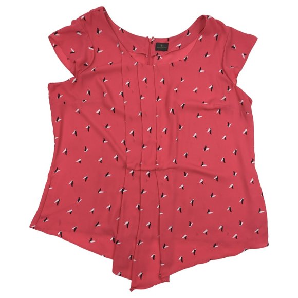 Worthington Tops - Worthington Woman Bridgette Salmon Coral Pleated Detail Blouse, Plus Siz…